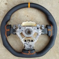 350Z - re-profiled + flat bottom, printed leather + orange centre band, orange stitching 3.jpg