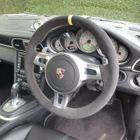 991, GEN 1 Turbo S SPORT design (with Paddles)  - Original thickness Dark grey Alcantara 9002 + Yellow ALCANTARA centre stripe, Yellow stitching