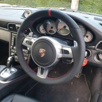 991 gen1 SPORT design (with Paddles) - Perforated leather on sides, Smooth top/bottom + Red centre stripe, Red  stitching