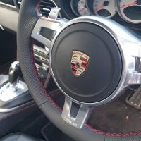 991 gen1 SPORT design (with Paddles) - Perforated leather on sides, Smooth top/bottom + Red centre stripe, Red  stitching
