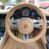 Porsche 981 Sport (with paddles) - Original thickness,  Luxor Beige smooth leather, with Matching stitching - Originally 1