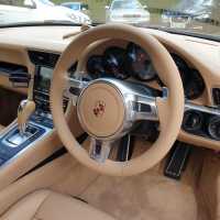 Porsche 981 Sport (with paddles) - Original thickness,  Luxor Beige smooth leather, with Matching stitching - Originally 1