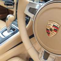 Porsche 981 Sport (with paddles) - Original thickness,  Luxor Beige smooth leather, with Matching stitching - Originally 1