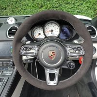 Boxter 718 (HEATED) - Black Alcanatara 9040, Light Grey (Silver) 412 stitching