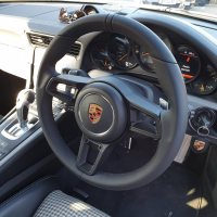 991.2 GT3 - Standard thickness, Black Smooth leather + Black centre stripe  + Black centre stripe, Black stitching