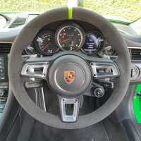 991 gen 2 - Original thickness, Dark grey Alcantara 9002 + Green centre stripe, Dark grey 1282 stitching