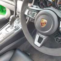 991 gen 2 - Original thickness, Dark grey Alcantara 9002 + Green centre stripe, Dark grey 1282 stitching
