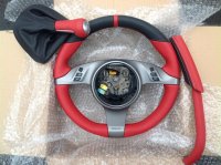 997,987 gen2 - thicker, red nappa, black top section + Red centre stripe at 12 o'clock, red stitching 1