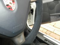 997 (triangular airbag, Blue) - thumb grips built up, padded, ocean blue alcantara 9980, Grey 415 stitching 2