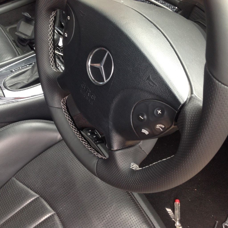 Thick padding NAPA alcantara wrap steering wheel Mercedes AMG W211 E55 03 06