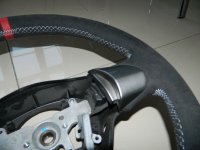 Subaru - dark grey Alcantara 9002 + red Centre Band, white stitching 2