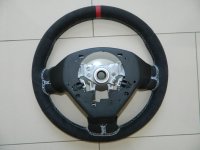 Subaru - dark grey Alcantara 9002 + red Centre Band, white stitching 3