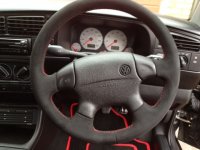 Golf MK3 Anniversary - Black alcantara 9040, Red stitching 1