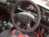 Golf MK3 Anniversary - Black alcantara 9040, Red stitching 2