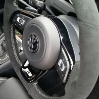 Golf R mk7 DSG - Slightly thicker 2mm, Black alcantara, Light silver 412 stitching 3
