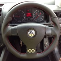 Golf V- Mofified + flat bototm, Perforated sides, Nappa Top-Bottom, Red Stitching - R32 style 1