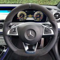 W213-2017-AMG-line-Slighlty-thicker-Perforrated-leather-on-sides-Dark-grey-Alcantara-top-bottom-Black-centre-stripe-Silver-stitching-1