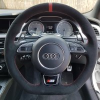 Audi-S4-B9-Round-wheel-with-Paddles-Full-modification-with-Flat-bottom-Black-Alcantara-9040-RED-centre-stripe-RED-stitching-1