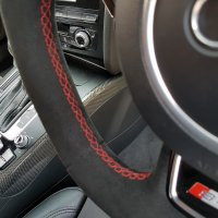 Audi-S4-B9-Round-wheel-with-Paddles-Full-modification-with-Flat-bottom-Black-Alcantara-9040-RED-centre-stripe-RED-stitching-2
