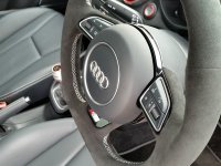 Audi S1 - Black alcantara 9040 + Red centre stipe, Silver stitching 2