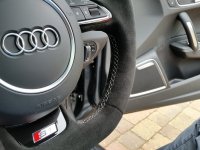 Audi S1 - Black alcantara 9040 + Red centre stipe, Silver stitching 3