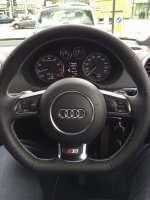 Audi S3 (with paddles)- Thicker, Perforated leather sides , Nappa top-bottom, Silver ( light grey) stitching