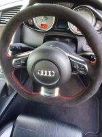 R8 - Thicker black alcantara 9040, red stitching