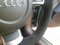 R8 with paddles - slightly thicker, black alcantara, Brown chocolate stitching 2
