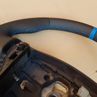Clio 182 - Thumbs re-built, Prforated sides, smooth top-bottom + Blue centre stripe at 12 o'clock, Blue stitching 2