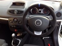 Clio 197,200 - Black alcantara 9040 + Blue centre stripe, Silver stitching