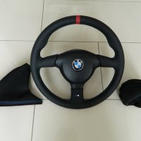 E30 M-tech2 - nappa leather + red centre stripe at 12 o'clock, M-stitching 1