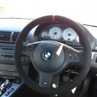 E46 M3 manual - padded, dark grey Alcantara 9002 + red centre stripe, M-stitching - CSL Style