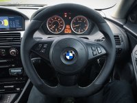 E63 SE sport 2004 ( No Paddles) - Modified with the flat, Smooth leathe on sides, Black Alcantara 9040 top-bottom, Light Silver 412 stitching 1