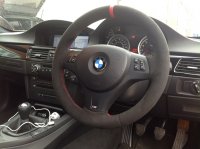 E92 M3 – padded, black alcantara 9040 + red centre stripe at 12 o'clock, red stitching 1