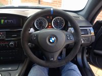 E92 M3 DCT - padded, Black Alcantara 9040 + Blue centre stripe, M-stitching 1