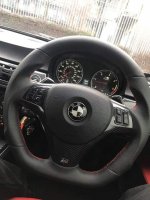 E93 M-sport (With Paddles) - Modified with Flat bottom, Perforated leather on sides, Nappa top-bottom. Red stitching