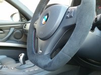 E92 M3 DCT - Flat Bottom modification, Black Alcantara9040 + Red stripe at 12 o'clock, M-stitching 2