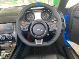 Jaguar-F-Type-2017-With-Paddles-Perforated-leather-on-sides-Smooth-top-bottom-Blue-centre-stripe-Light-blue-stitching-2