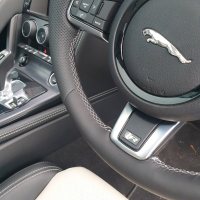 Jaguar-F-type-HEATED-Slighlty-thicker-Thumb-grips-added-Perforated-leather-on-sides-Smooth-leather-top-bottom-Blue-centre-stripe-Silver-412-stitching-3