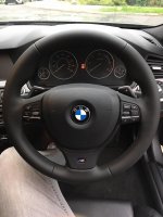 F10 M-sport (with Paddles) - Padded, Smooth leather ,Black stitching - OEM Style