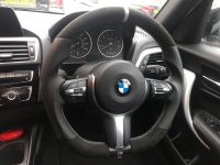 F20 F30 S-sport - Full Modification with Flat bottom + PROFILES, Perforated leather on sides, Black Alcantara 9040 top/bottom + White centre stripe, M-stitching