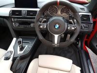 F20 F30 M-sport - Full Modification with Flat bottom + PROFILES, Perforated leather on sides, Black Alcantara 9040 top/bottom + Red centre stripe, M-stitching