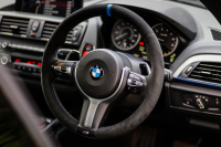 F30-M-sport-F80-M3-Slightly-thinner-Black-alcantara-Blue-centre-stripe-at-12-oclock-M-stitching