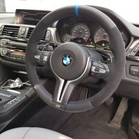 F80-M3-with-Paddles-Black-alcantara-9040-on-sides-Smooth-leather-top-bottm-Blue-centre-stripe-M-stitching-1