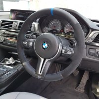 F80-M3-with-Paddles-Black-alcantara-9040-on-sides-Smooth-leather-top-bottm-Blue-centre-stripe-M-stitching-2