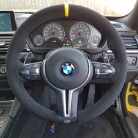 F82-M4-with-Paddles-Black-Alcantara-9040-Yellow-centre-stripe-M-stitching-1