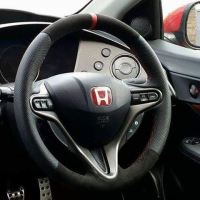 Civic-Fn2-slighlty-thicker-perforated-leather-on-sides-Black-Alcantara-9040-top-bottom-Red-centre-stripe-Red-stitching-1