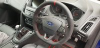 Focus ST mk3.5 - Black Alcnatara on sides, Smooth leather topbottom + Red centre stripe, Red stitching 2