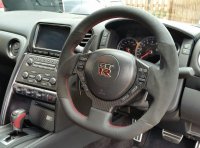 R35 GTR - re-profiled + flat bottom, black alcantara 9040 sides, perforated leather top-bottom, red stitching 1.jpg