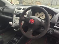Civic EP3 - slighlty thicker, black alcantara 9040, red stitching 1